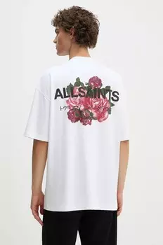 Хлопковая футболка AllSaints, белый