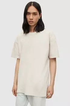 Хлопковая футболка AllSaints, бежевый