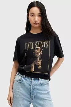 Хлопковая футболка AllSaints, черный