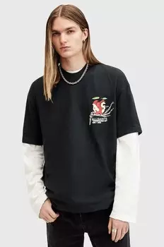 Хлопковая футболка AllSaints TEMPTER, черный