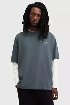 Хлопковая футболка AllSaints UNDERGROUND, синий