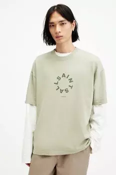 Хлопковая футболка AllSaints, зеленый