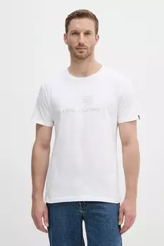Хлопковая футболка Alpha Industries, белый