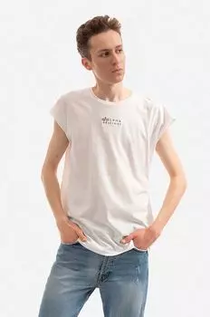 Хлопковая футболка Alpha Industries, белый