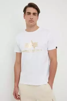 Хлопковая футболка Alpha Industries, белый