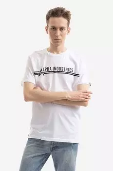 Хлопковая футболка Alpha Industries, белый