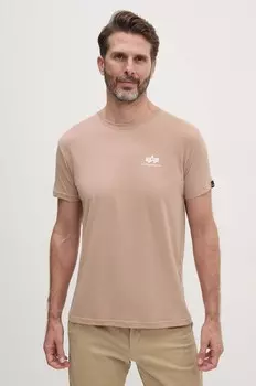 Хлопковая футболка Alpha Industries, бежевый