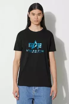 Хлопковая футболка Alpha Industries, черный