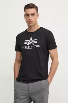 Хлопковая футболка Alpha Industries, черный
