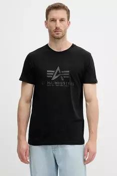 Хлопковая футболка Alpha Industries, черный