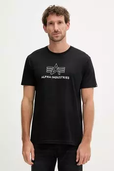 Хлопковая футболка Alpha Industries, черный