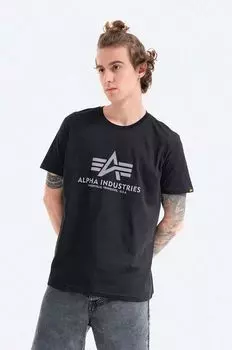 Хлопковая футболка Alpha Industries, черный