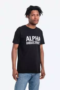 Хлопковая футболка Alpha Industries, черный