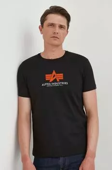 Хлопковая футболка Alpha Industries, черный