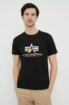 Хлопковая футболка Alpha Industries, черный