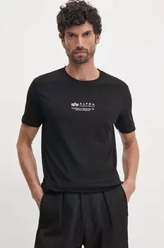Хлопковая футболка Alpha Industries, черный