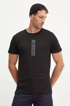 Хлопковая футболка Alpha Industries, черный