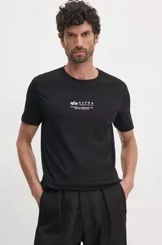 Хлопковая футболка Alpha Industries, черный