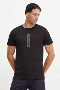 Хлопковая футболка Alpha Industries, черный