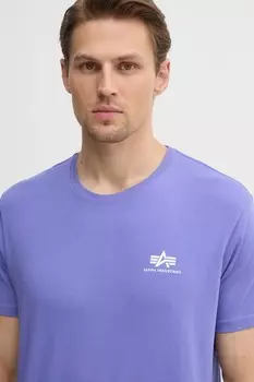 Хлопковая футболка Alpha Industries, фиолетовый