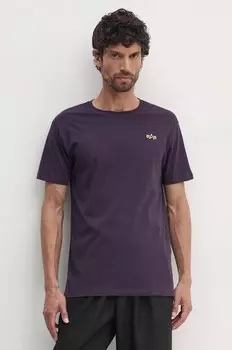 Хлопковая футболка Alpha Industries, фиолетовый