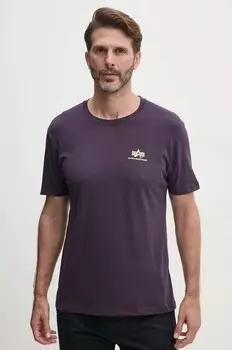 Хлопковая футболка Alpha Industries, фиолетовый