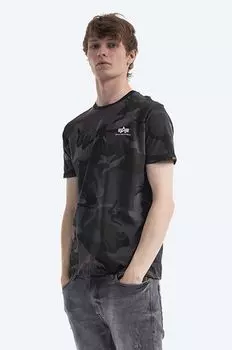 Хлопковая футболка Alpha Industries, серый