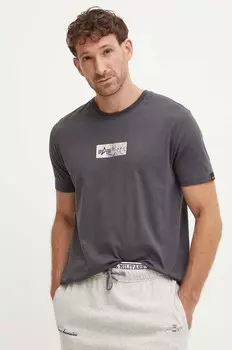 Хлопковая футболка Alpha Industries, серый