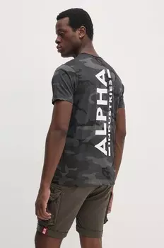 Хлопковая футболка Alpha Industries, серый