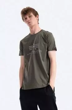 Хлопковая футболка Alpha Industries, зеленый