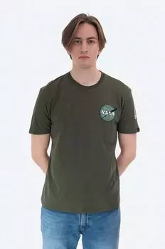 Хлопковая футболка Alpha Industries, зеленый