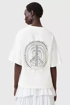 Хлопковая футболка Amelie Allsaints, бежевый