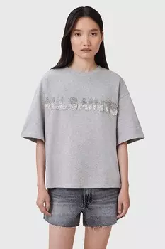 Хлопковая футболка Amelie Allsaints, серый
