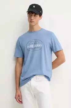 Хлопковая футболка ANDER Pepe Jeans, синий