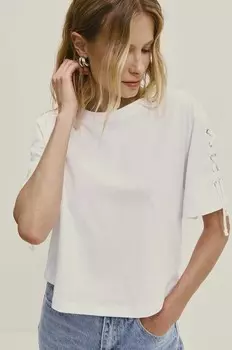 Хлопковая футболка Answear Lab, белый