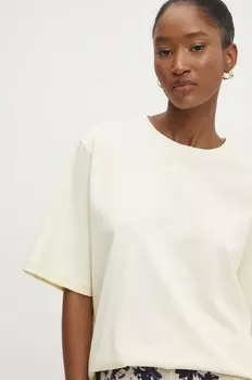 Хлопковая футболка Answear Lab, бежевый