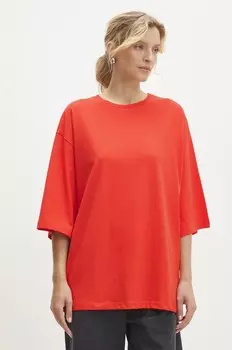 Хлопковая футболка Answear Lab, красный