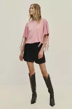 Хлопковая футболка Answear Lab, розовый