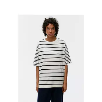 Хлопковая футболка Arket с короткими рукавами, темно-синий/белый