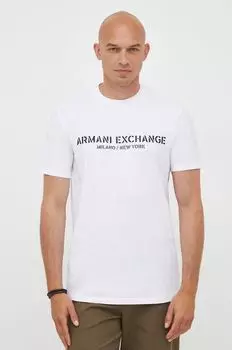 Хлопковая футболка Armani Exchange, белый