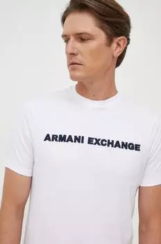 Хлопковая футболка Armani Exchange, белый