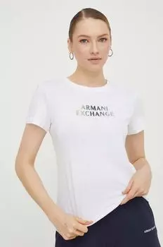 Хлопковая футболка Armani Exchange, белый