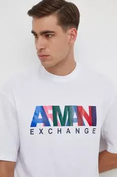 Хлопковая футболка Armani Exchange, белый