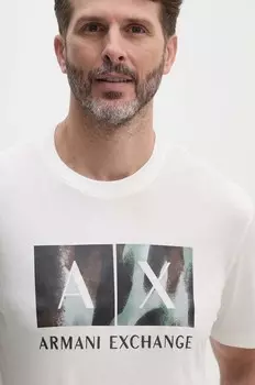 Хлопковая футболка Armani Exchange, белый
