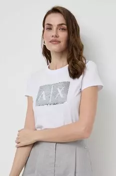 Хлопковая футболка Armani Exchange, белый