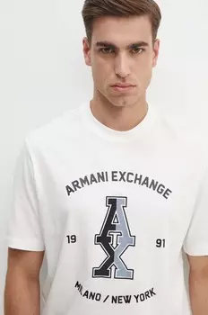 Хлопковая футболка Armani Exchange, белый