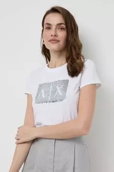Хлопковая футболка Armani Exchange, белый