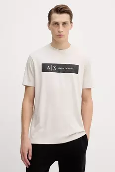 Хлопковая футболка Armani Exchange, бежевый