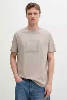 Хлопковая футболка Armani Exchange, бежевый