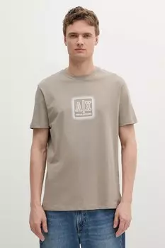 Хлопковая футболка Armani Exchange, бежевый